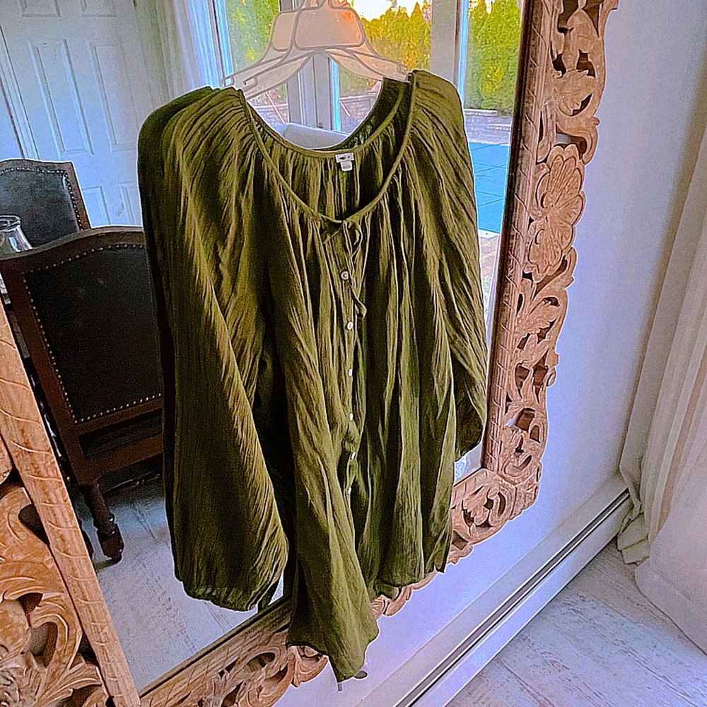 BEAUTIFUL GREEN AERIE BUTTON DOWN GREEN BLOUSE 🦋🦋🦋